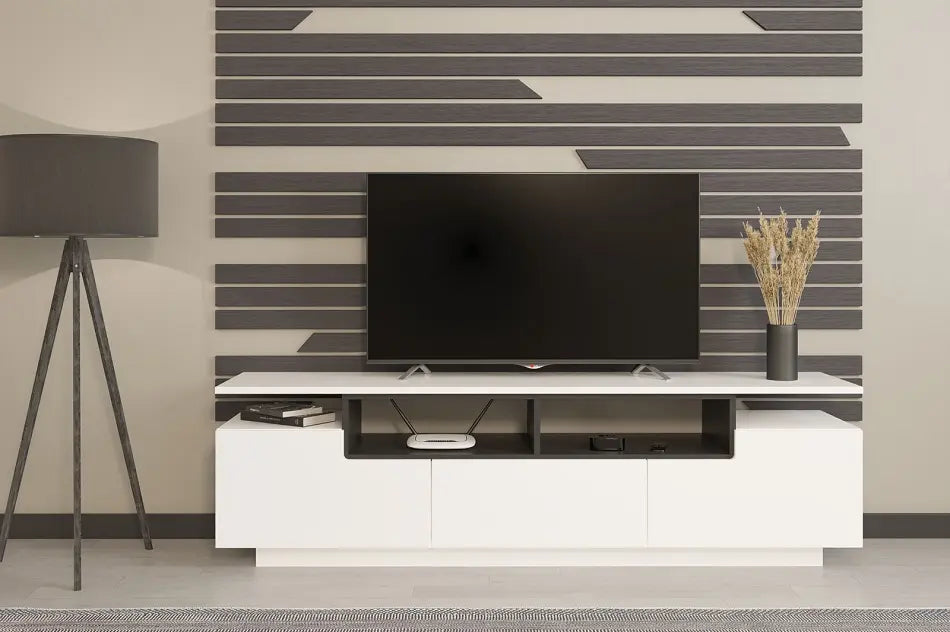 Meuble TV MARY (blanc brillant) 71"