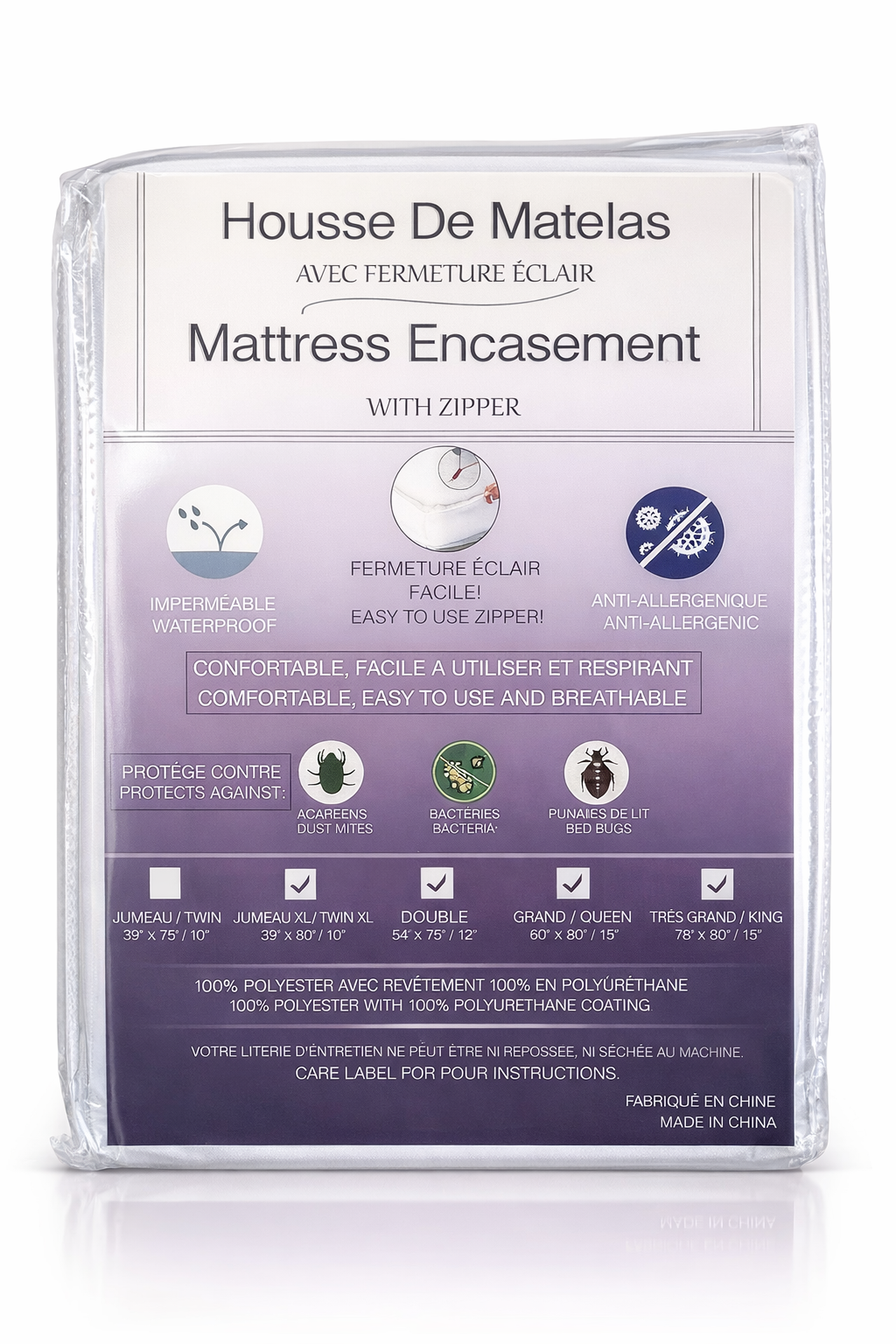 Protège-matelas Arco 0730 avec fermeture éclair queen 60"