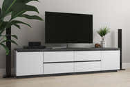 Meuble TV Mural Blanc 100x30x30 Cm - Bois D'Ingénierie - 2 Étagères + 2 Compartiments - Générique - 6