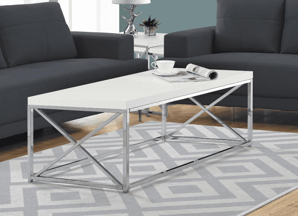 I-3028 Coffee Table (white/chrome metal) - Optimum Plus