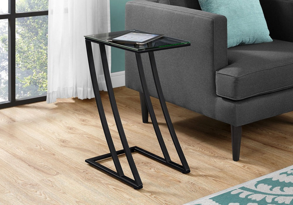 I-3089 Accent Table (black metal/tempered glass) - Optimum Plus