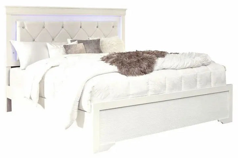 Lit Pompei 76 de couleur blanche, au style classique et élégant, avec une finition brillante et un design moderne.