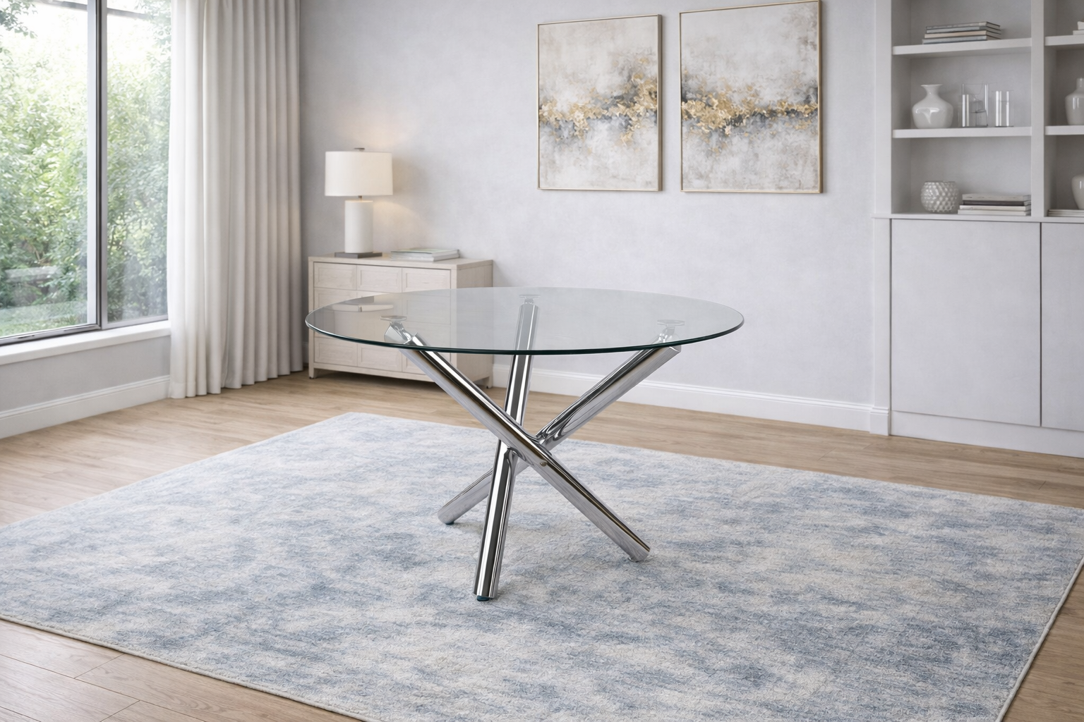 Table S-158L SV (pieds en verre/chrome)