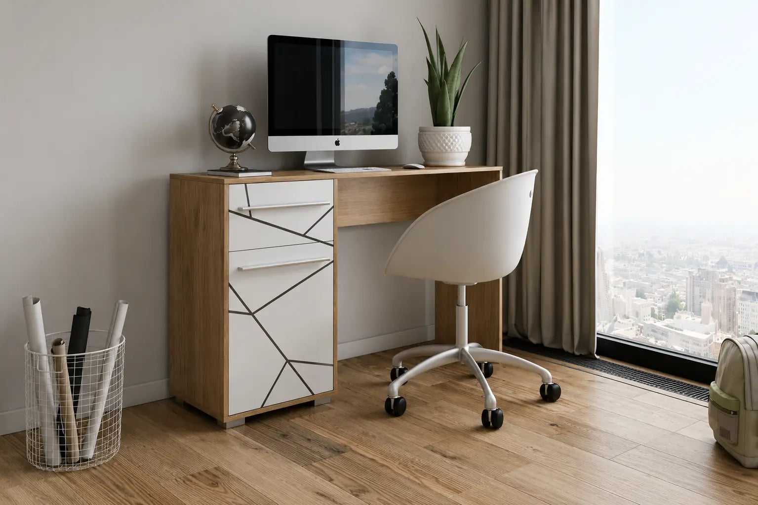 Bureau d'ordinateur Tony (blanc)
