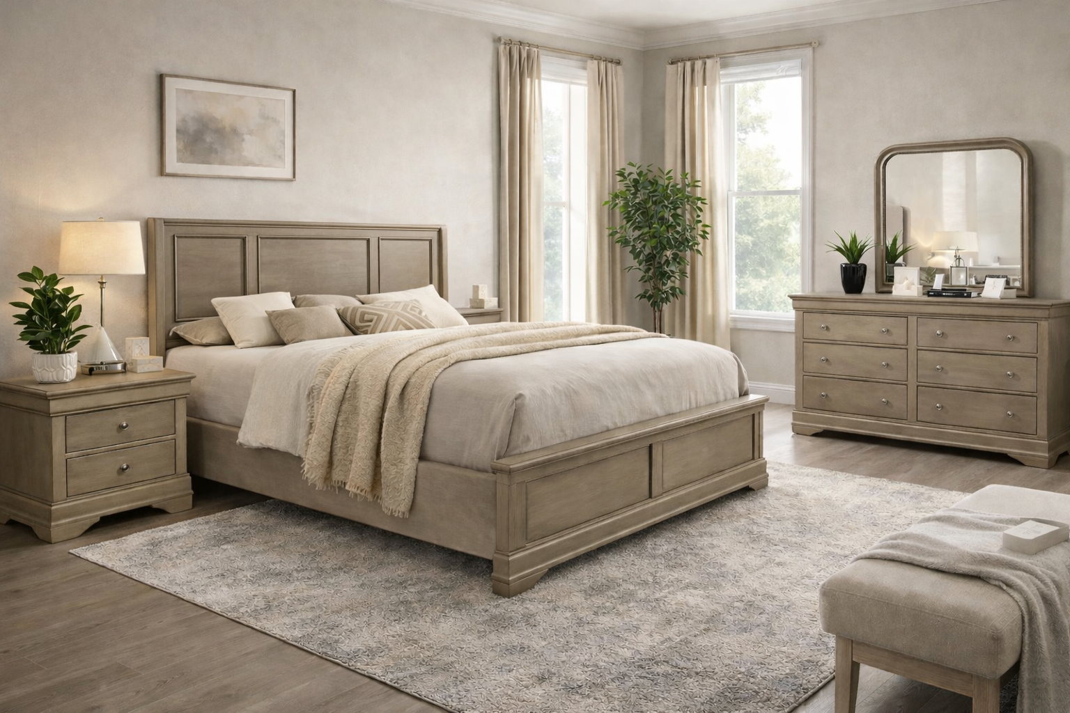 Emily Bedroom Set 76" 6pcs (olive)