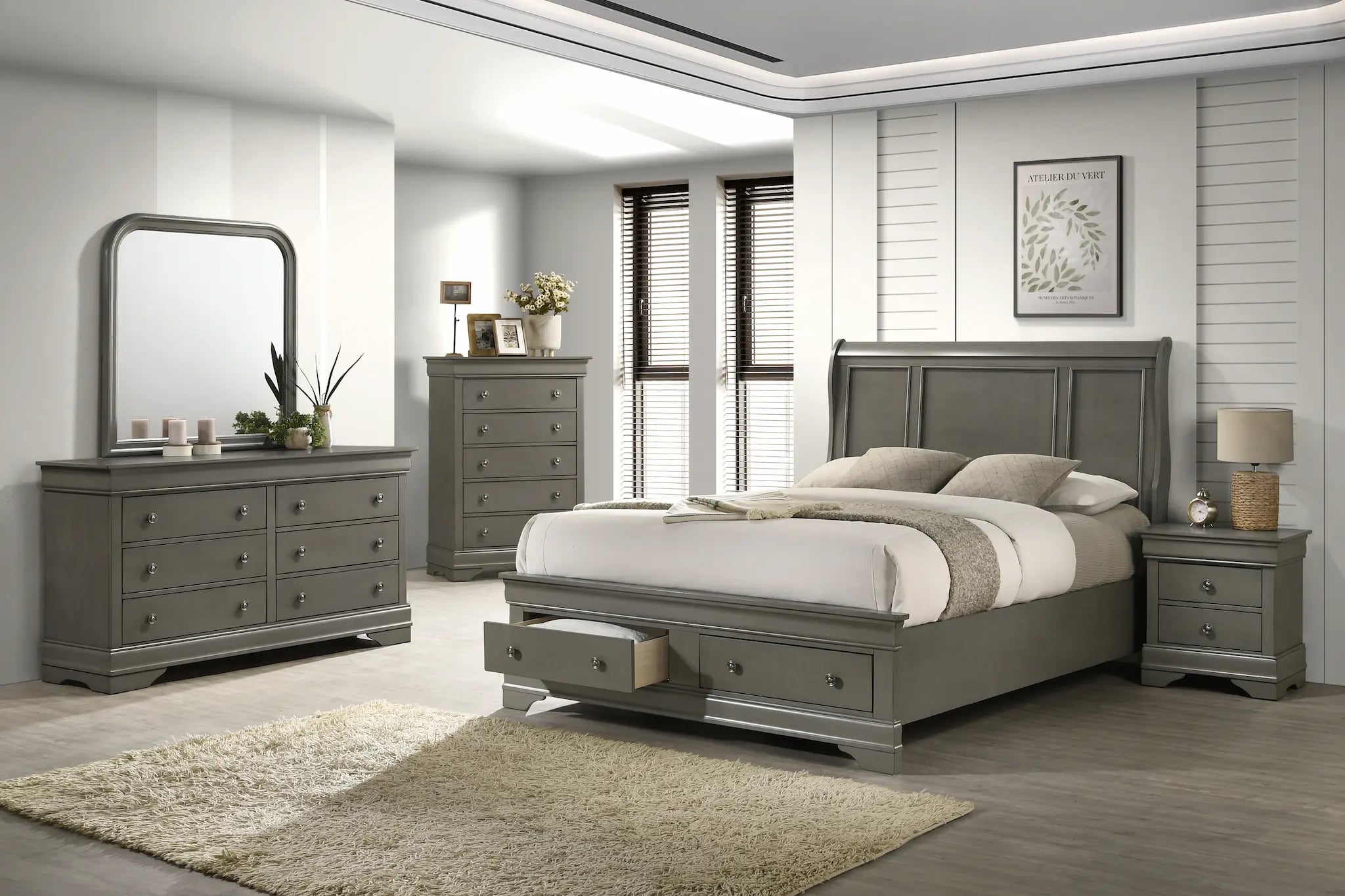 Ensemble de chambre Emily 60" 6 pièces (olive)