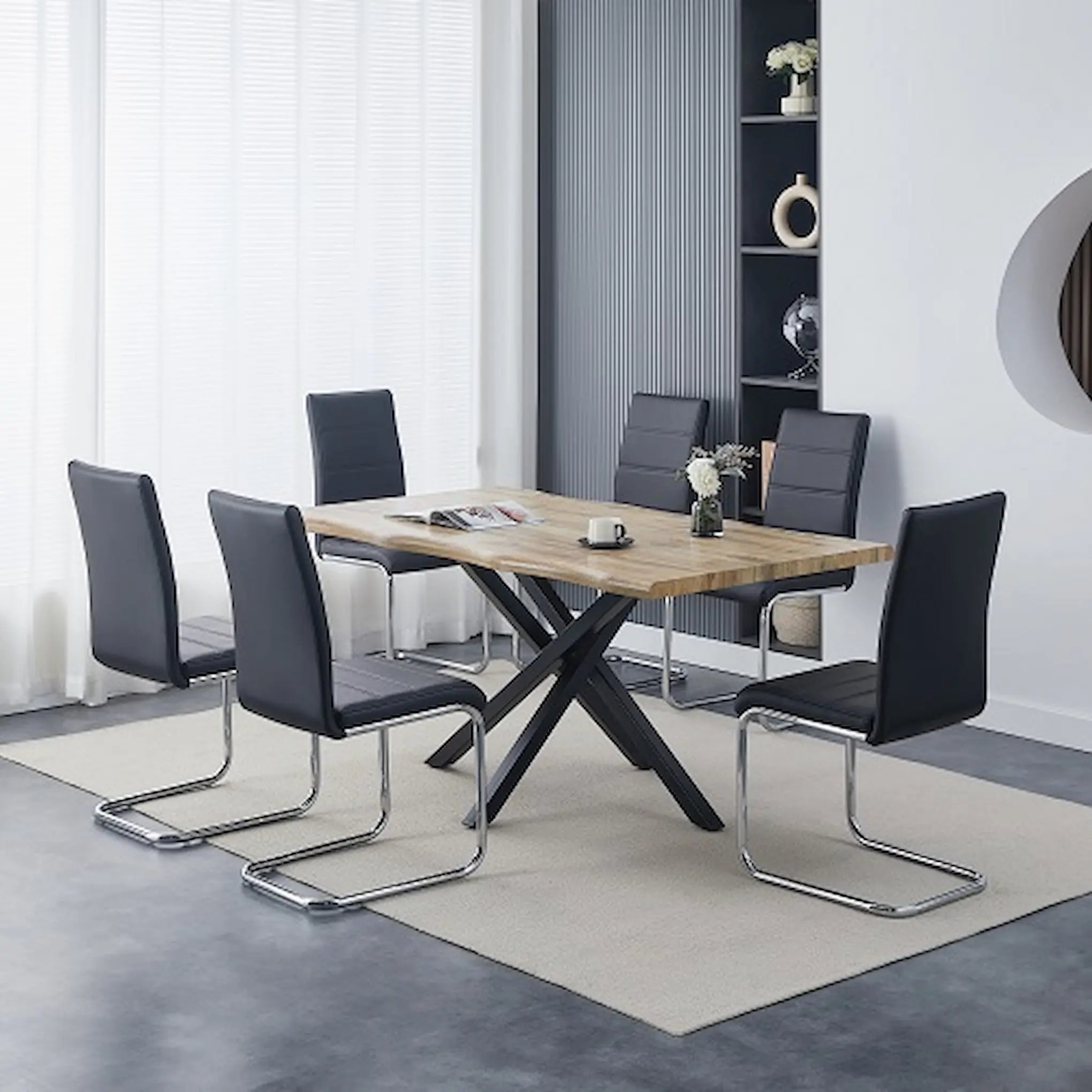Ensemble de cuisine 7 pièces, table et chaises noires S-1208/2159BK