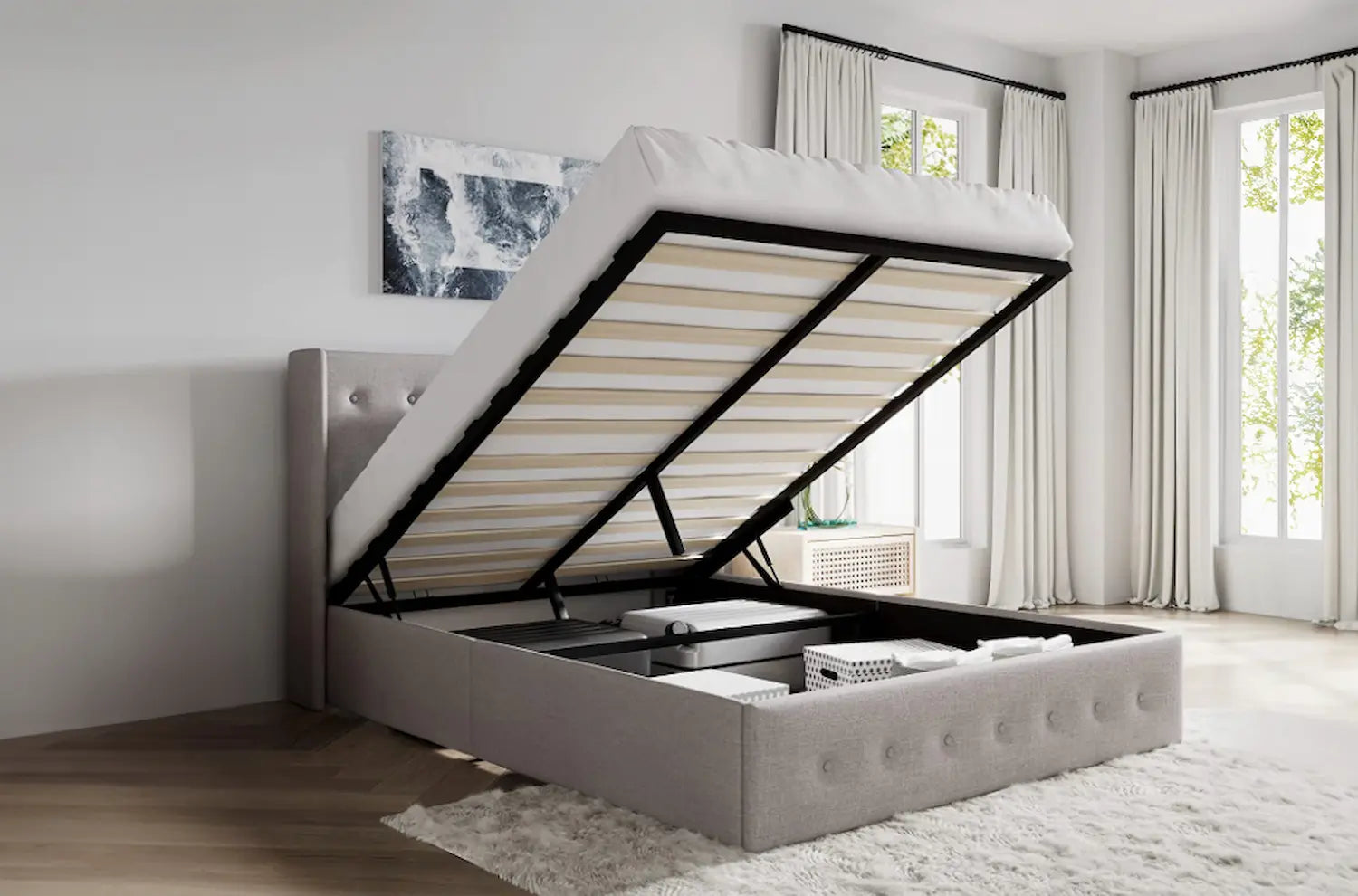 TS-2162 Platform Storage Bed (Grey) - Optimum Plus