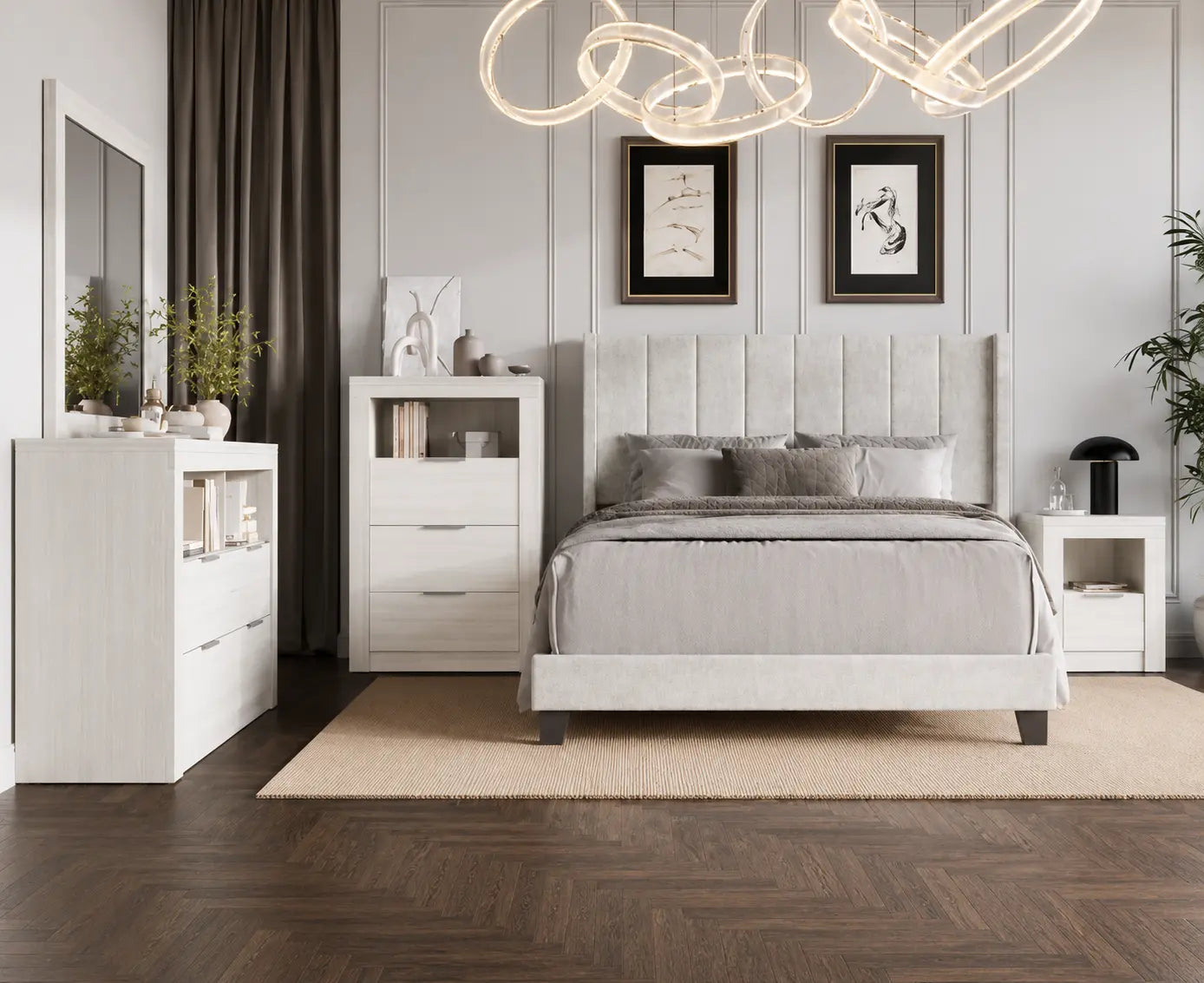Chambre à coucher Aaron 60" 6 pièces (Blanc)