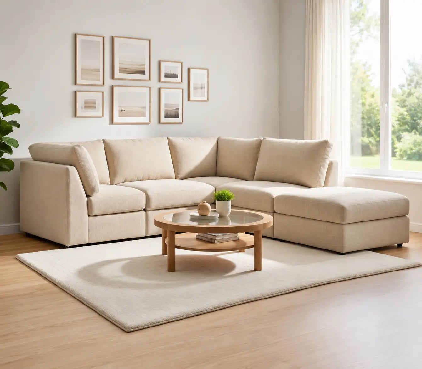 Canapé d'angle modulable Ariel (beige)