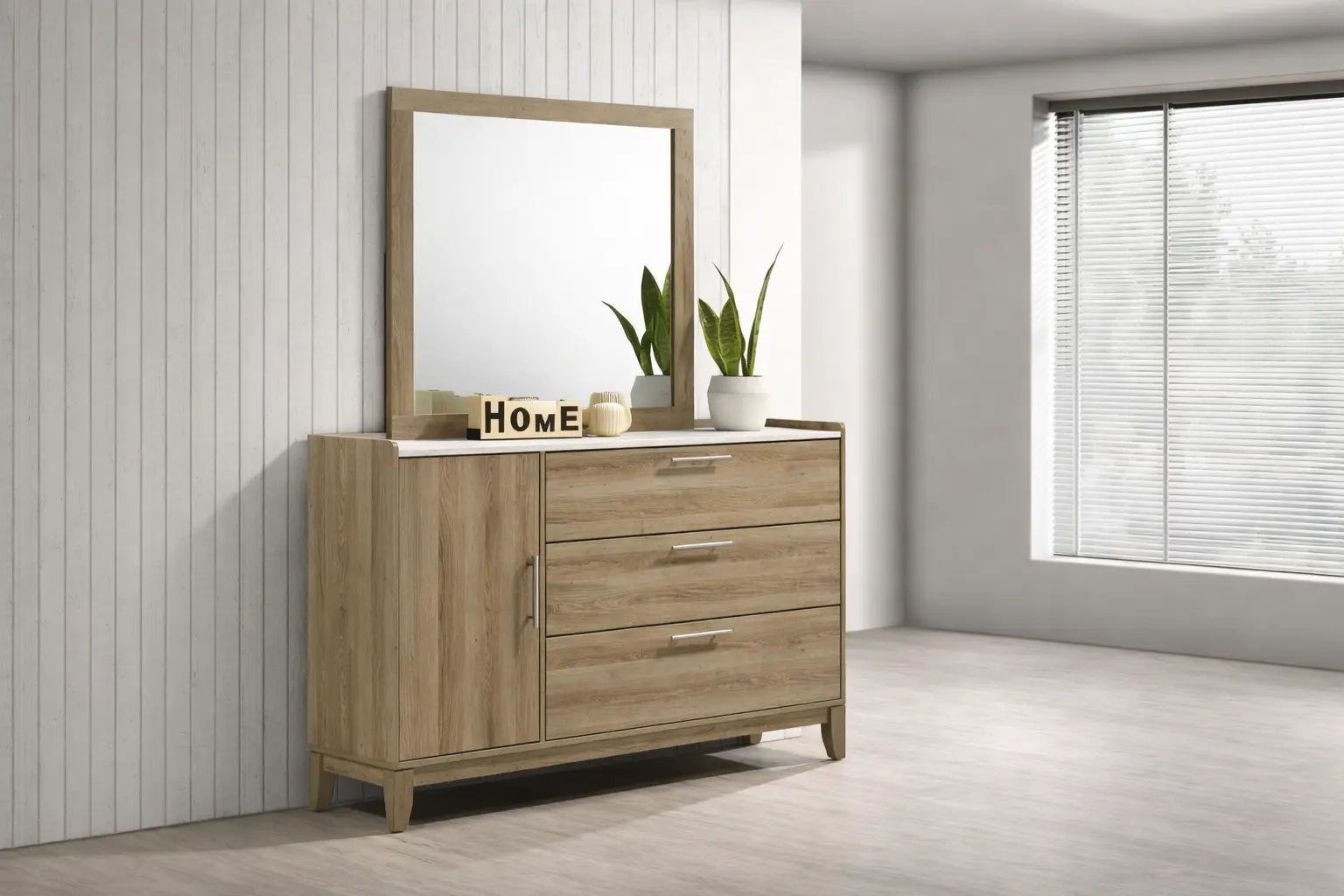 Commode Charlotte avec miroir (marron)
