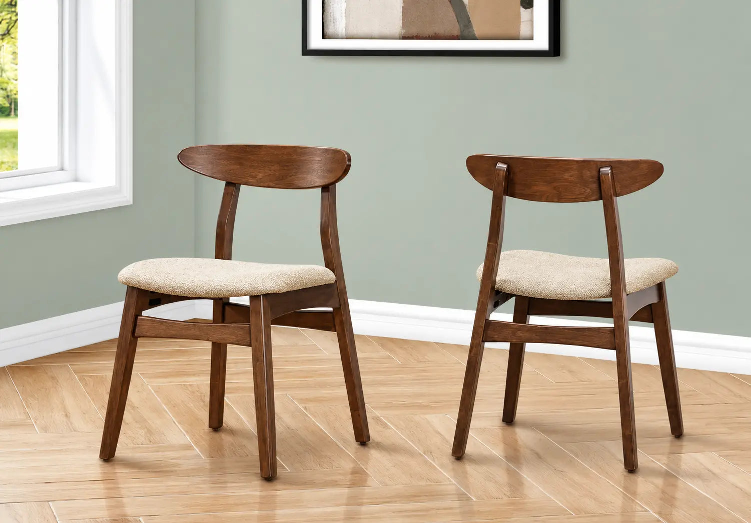 Chairs I-1369 30"H (Dark walnut / Sand fabric) 2pcs