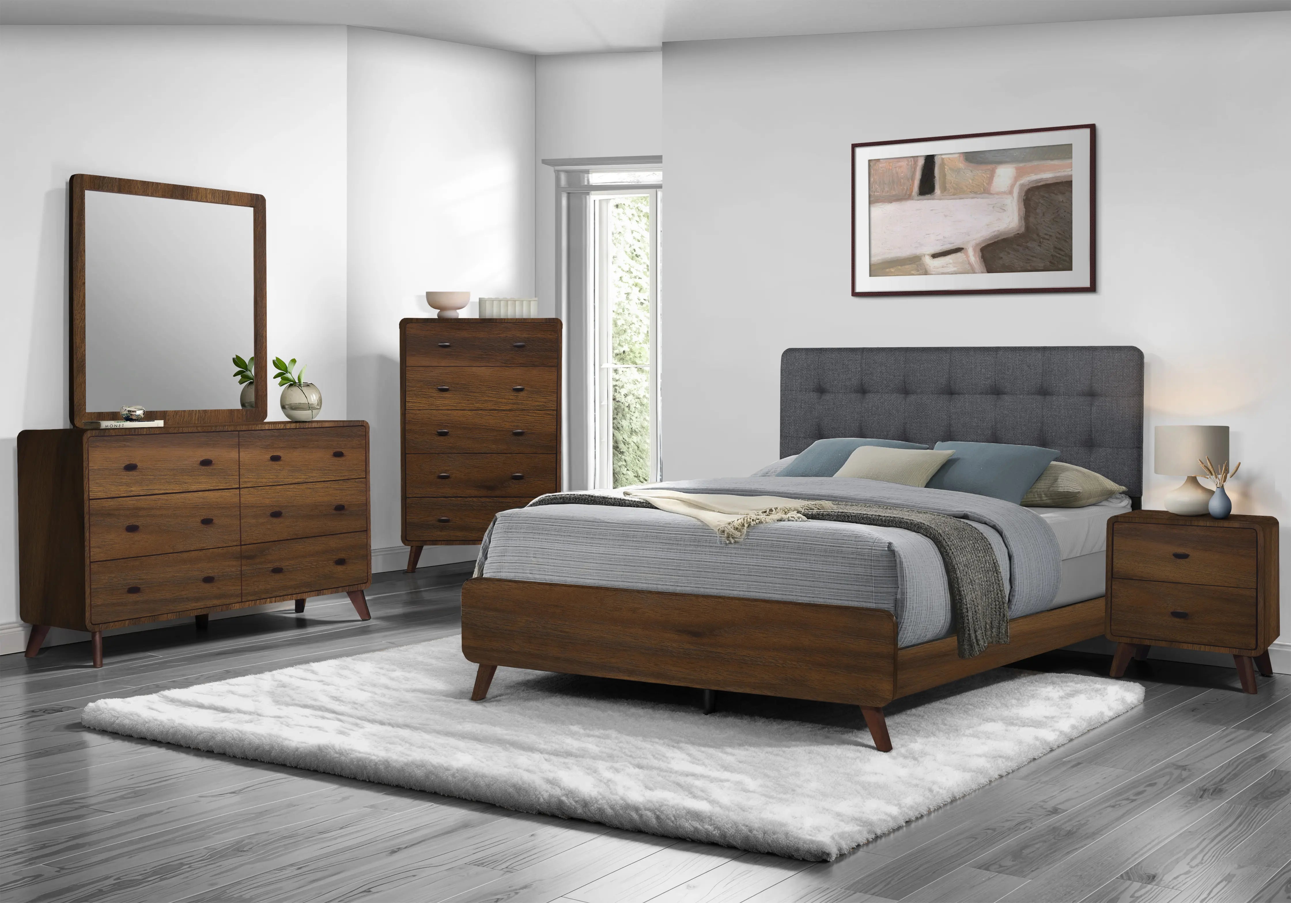 Collection de chambre Zoe 60" 5 pièces (noyer et gris)