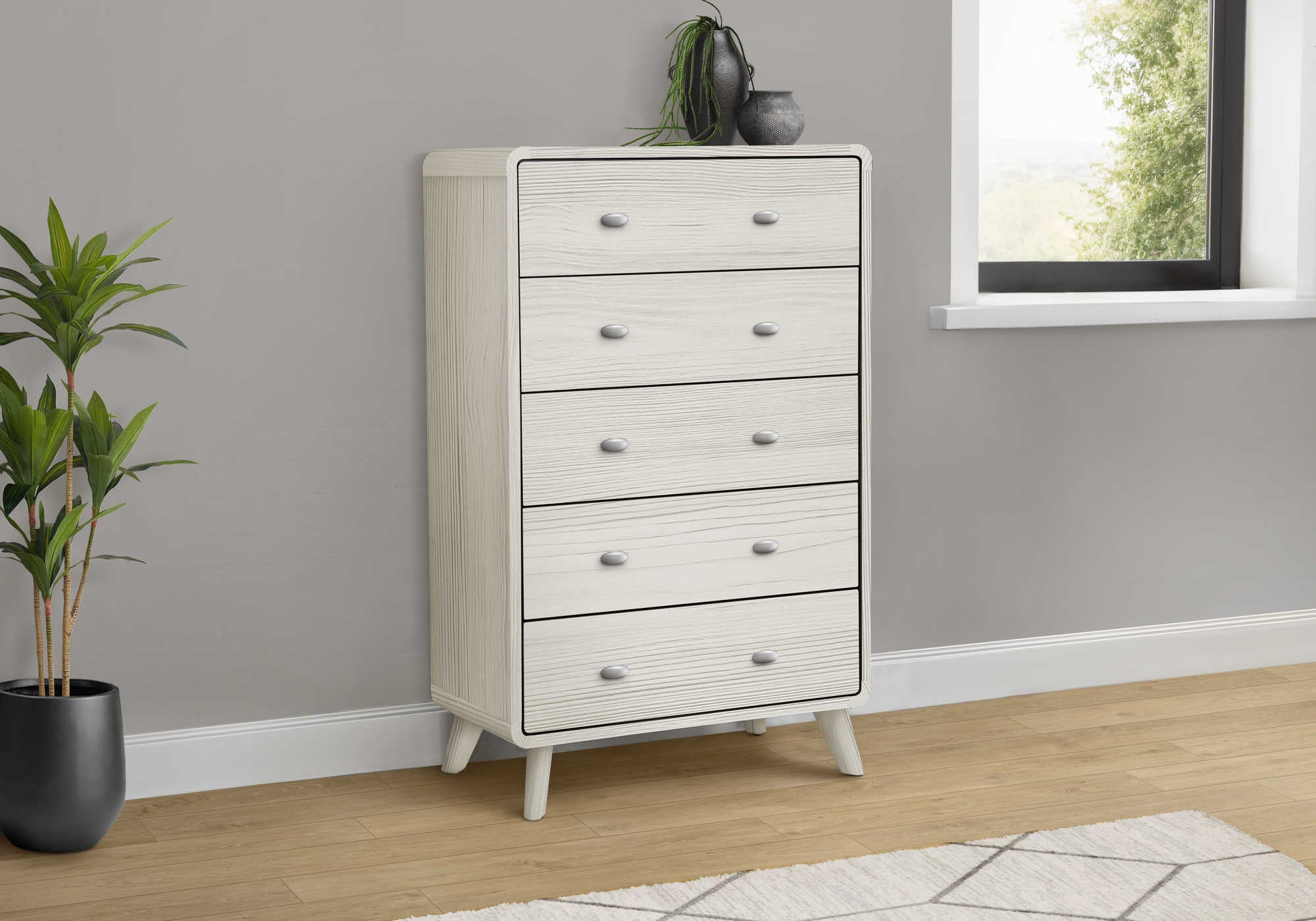 Commode Zoe à 5 tiroirs (beige)