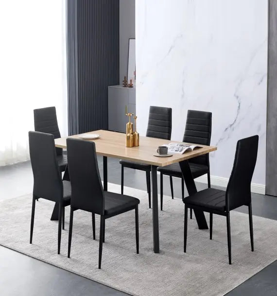 S-163/258B Ensemble de cuisine 7 pièces (texture bois/noir)