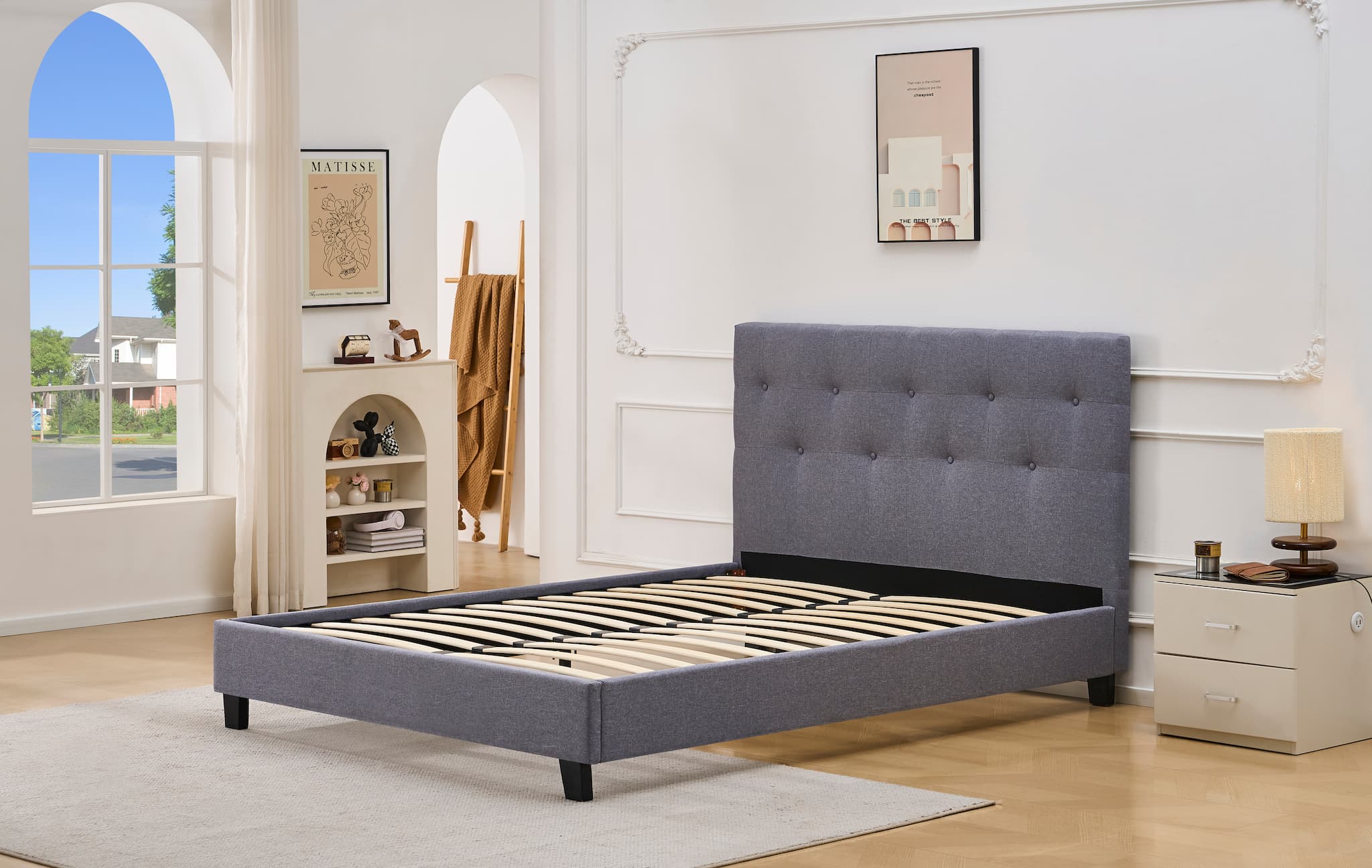 S-8311 platform bed 60" (grey)