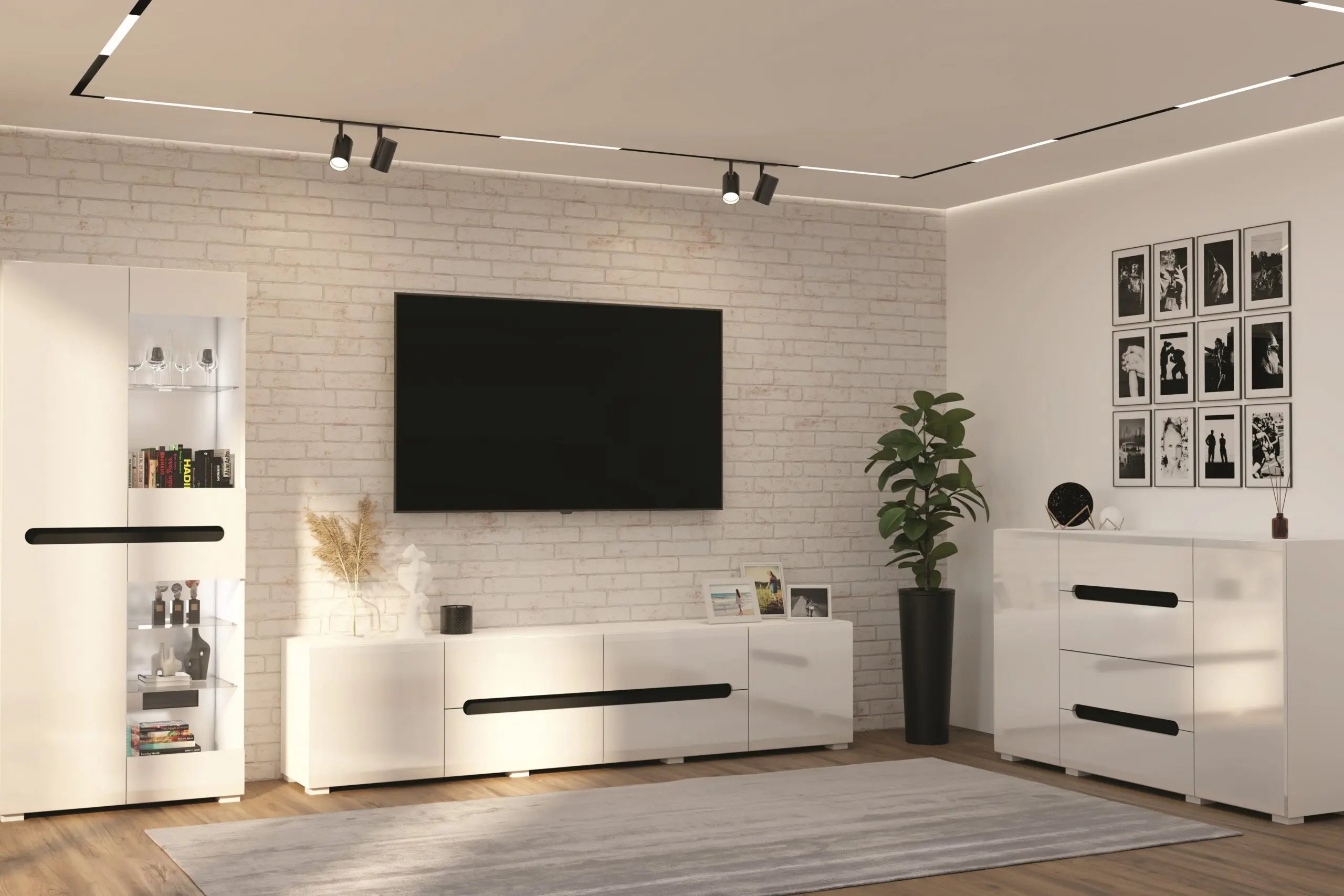 Meuble TV Bianco 91″ (Blanc)