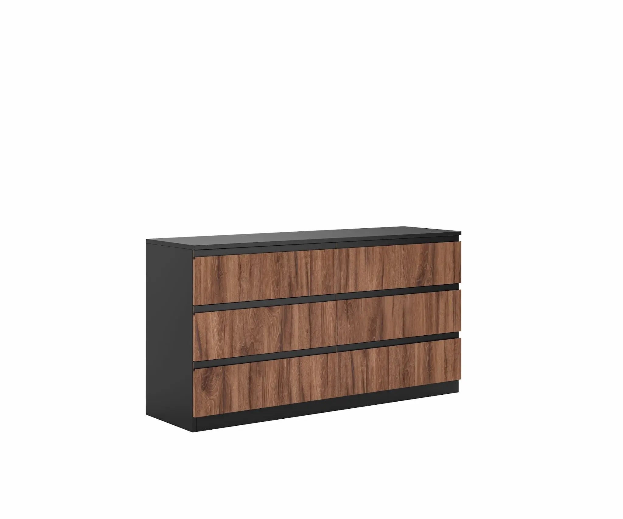 Commode 6 tiroirs Frida (chêne de Livourne et noir)