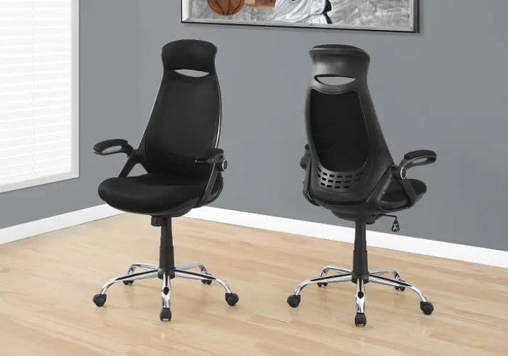 Chaise de bureau I-7268 avec dossier haut (Maille noire/Chrome)