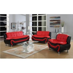 Auckland Sofa Set 3mcx (rouge / noir)