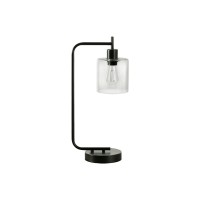I-9637 Luminaire 20"H lampe de table (noir metal / verre usb) 