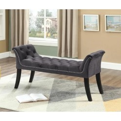 IF-6230 Bench with deep tufting and hail head (grey velvet) 