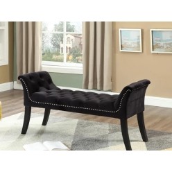 IF-6231 Bench with deep tufting and hail head (black velvet) 