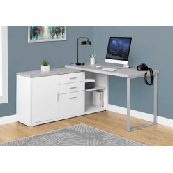 I-7288 Computer Desk 60” reversible (white/grey cement-look)