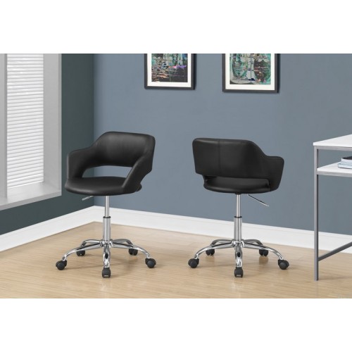 I-7298 Office Chair (Black-Hydraulic chromed metal base)