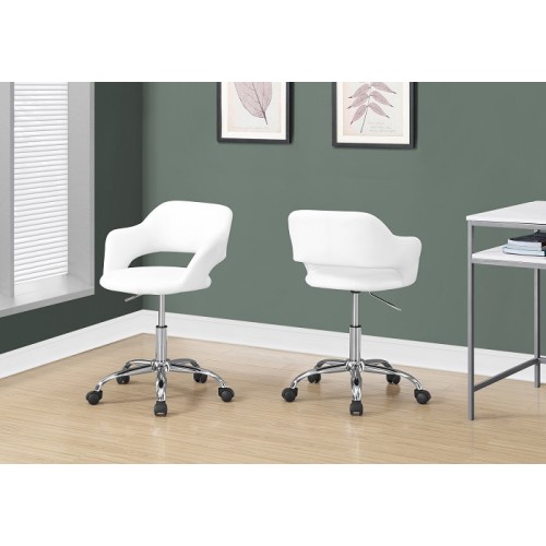 I-7299 Office Chair (White-Hydraulic chromed metal base)