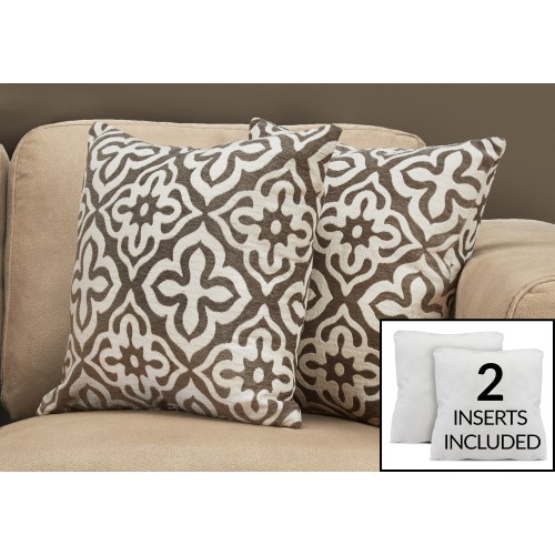 I-9217 set of 2 cushions (white/dark taupe) 