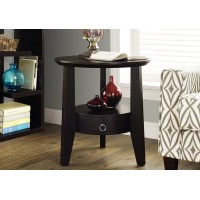 I-2491 Cappuccino 23”dia accent table with 1 drawer