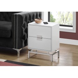 I-3490 Accent Table -24"H  (glossy white  /chrome metal) 
