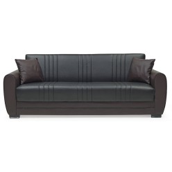 Pelin Sofa bed (leatterette/black+dark brown)