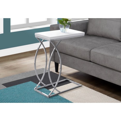 I-3184 Accent Table (glossy white/metal chrome)