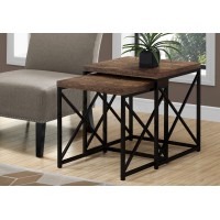 I-3413 Set of 2 tables (wood look/black metal)