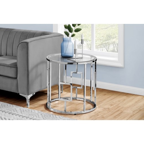 I-7831 Accent Table (glass table top / metal chrome)