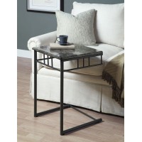 I-3063 Accent Table ( Grey Marble / Charcoal Metal )